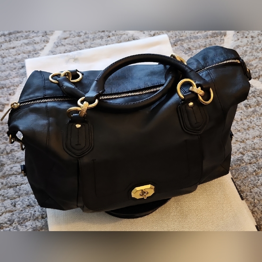 Coach Black Leather Satchel with Gold Hardware